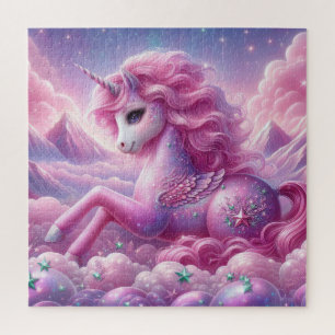 Puzzle Parties scintillant rose et violet magique licorne
