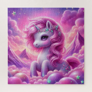 Puzzle Parties scintillant rose et violet magique licorne