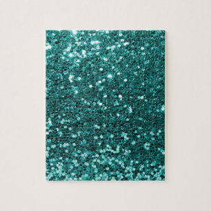 Puzzle Parties scintillant Turquoise chic Faux