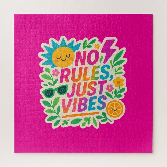 Puzzle Pas de règles Vibes - Neon Gradient Kawaii-Punk Ty (Vertical)