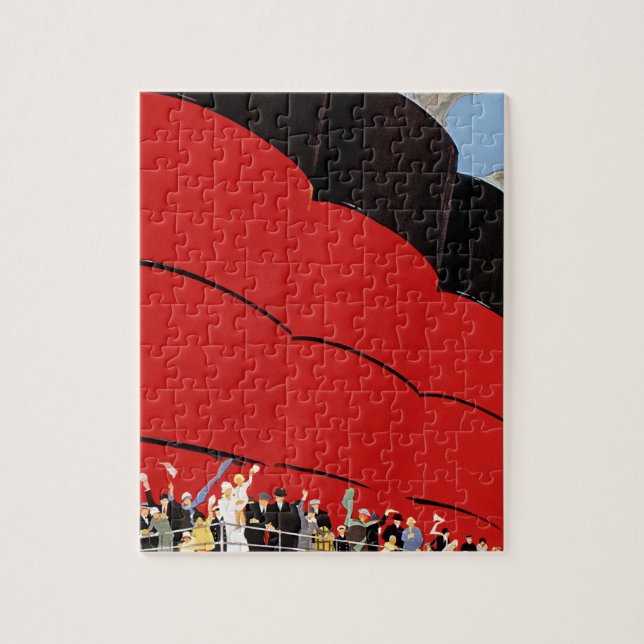 Puzzle Passagers de bateaux de croisière vintages saluant (Vertical)