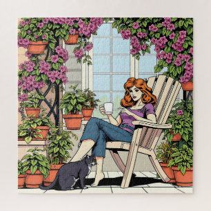 Puzzle Passer du temps avec mon chat, café et Plantes
