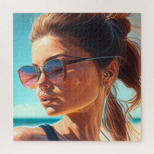 Puzzle Passez un bel été Belle femme à la plage