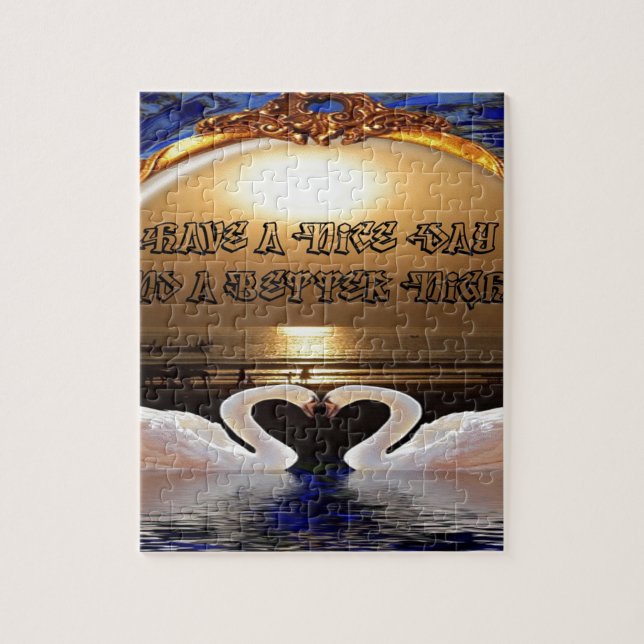 Puzzle Passez une bonne journée et une bonne nuit.argent (Vertical)