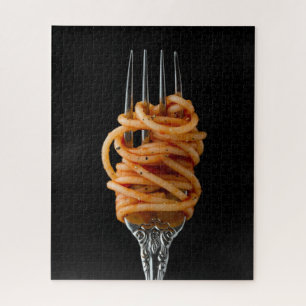 Puzzle Pasta spun on a Fork, Food Spaghetti