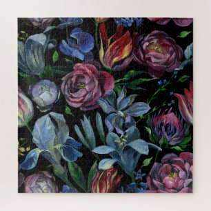 Puzzle Pastel à l'huile florale : Motif sans couture