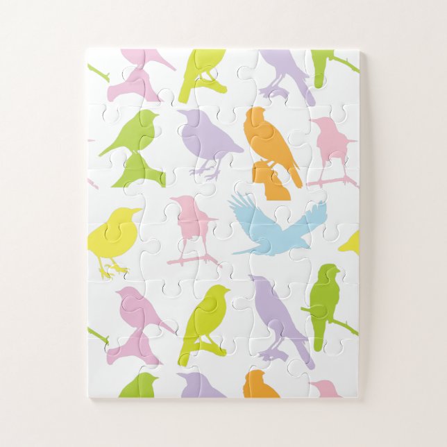 Puzzle Pastel Coloured Variété d'oiseaux Motif (Vertical)