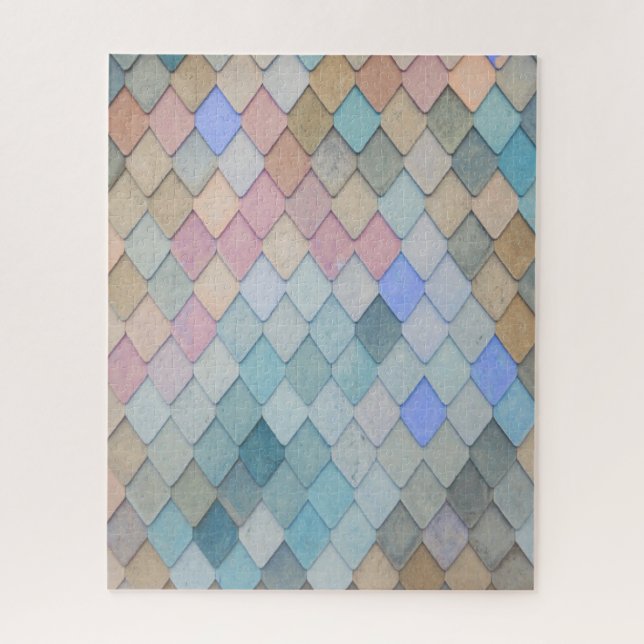 Puzzle Pastel Diamond Motif Mermaid bleu vert rose (Vertical)