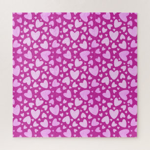 Puzzle Pastel Girly Love Hearts   Rose chaud impossible