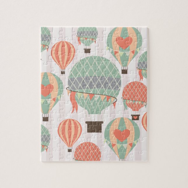 Puzzle Pastel Hot Air Balloons Monte Pink Strié Sky (Vertical)