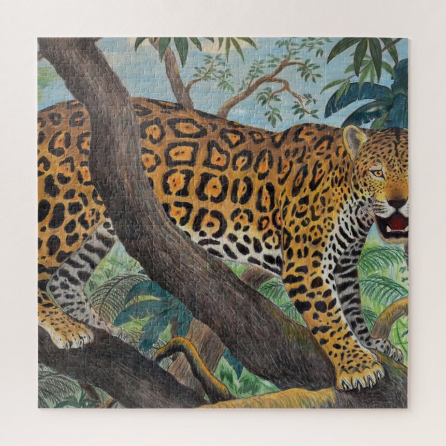 Puzzle Pastel jaguar : dessin de la jungle. (Vertical)