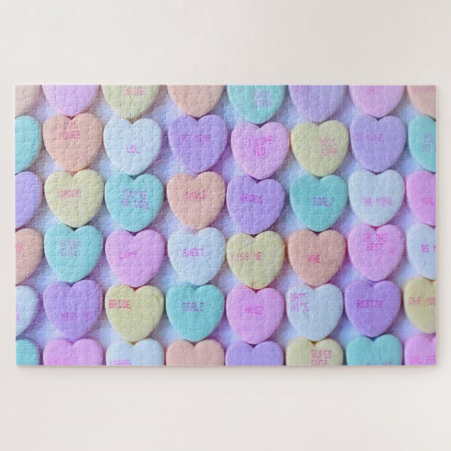Puzzle Pastel Love Hearts Candy Words (Horizontal)