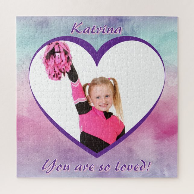 Puzzle Pastel Ombre Heart Photo You Are So Loved (Vertical)