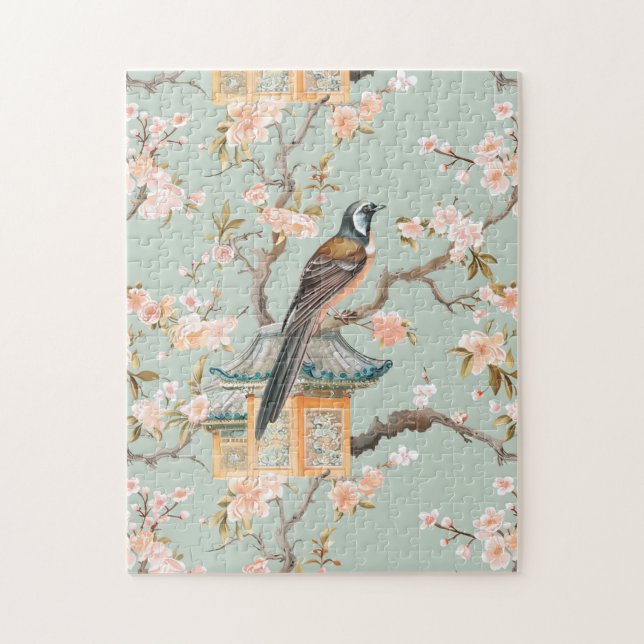Puzzle Pastel Oriental Oiseaux et fleurs de fruits (Vertical)