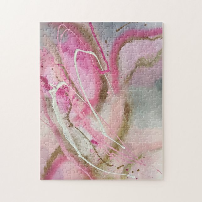 Puzzle Pastel pink Abstract Art on Canvass (Vertical)