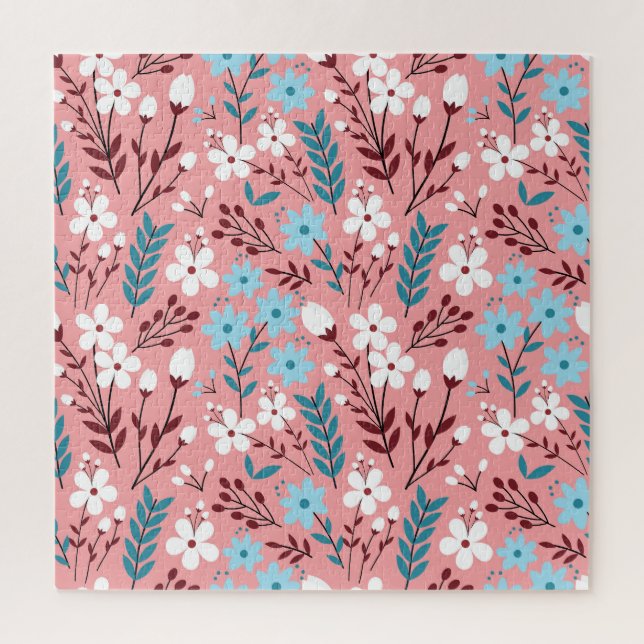 Puzzle Pastel Rose Floral Motif sans Seamless. (Vertical)