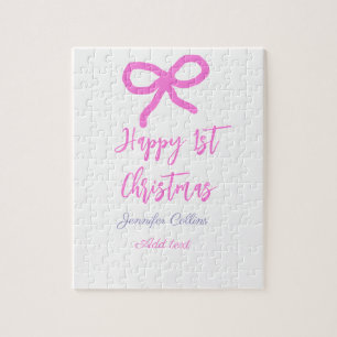Puzzle Pastel rose violet heureux 1er Noël bow name da
