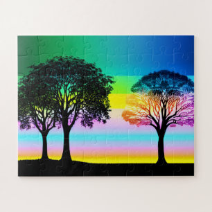Puzzle Pastel Sunset Derrière les silhouettes pour enfant