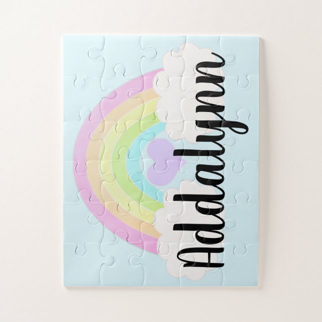 Puzzle Pastel Watercolor Rainbow Nom (Vertical)