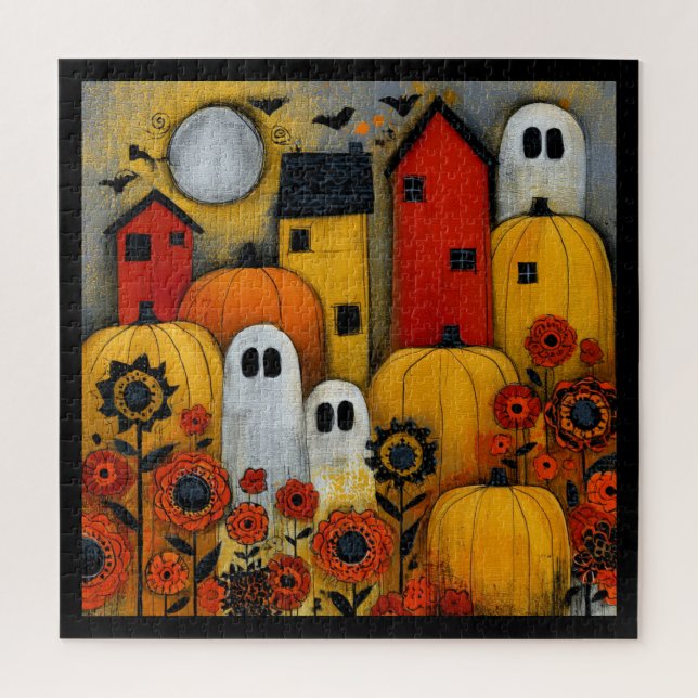 Puzzle Patch de Halloween d'art folklorique fantaisiste (Vertical)