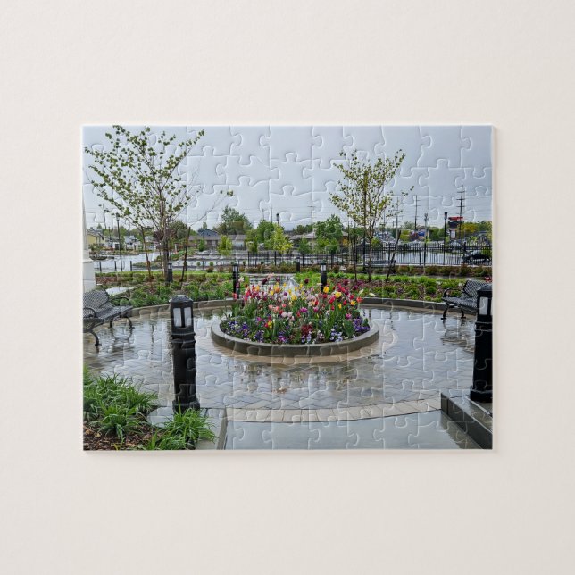 Puzzle Patch de tulipe et banquettes dans la pluie (Horizontal)