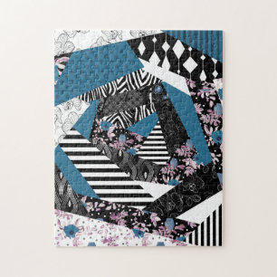 Puzzle patchwork bleu, populaire, patchwork, folle, rusti