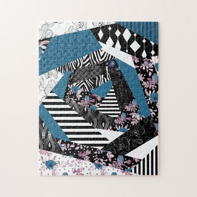 Puzzle patchwork bleu, populaire, patchwork, folle, rusti (Vertical)