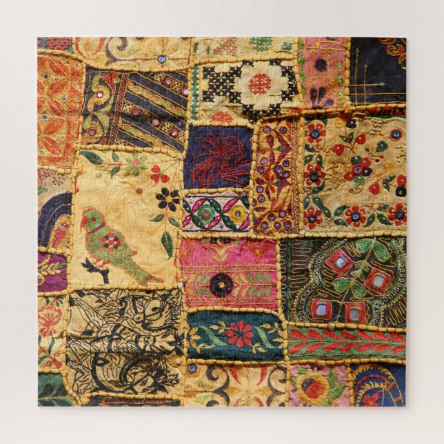 Puzzle Patchwork indien : Tissu du marché de Hampi. (Vertical)