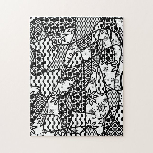 Puzzle Patchwork motif noir et blanc 03 (Vertical)