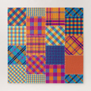 Puzzle Patchwork textile : motif vintage transparent.