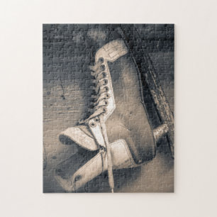 Puzzle Patin vintage BW d'hockey