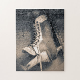 Puzzle Patin vintage BW d'hockey