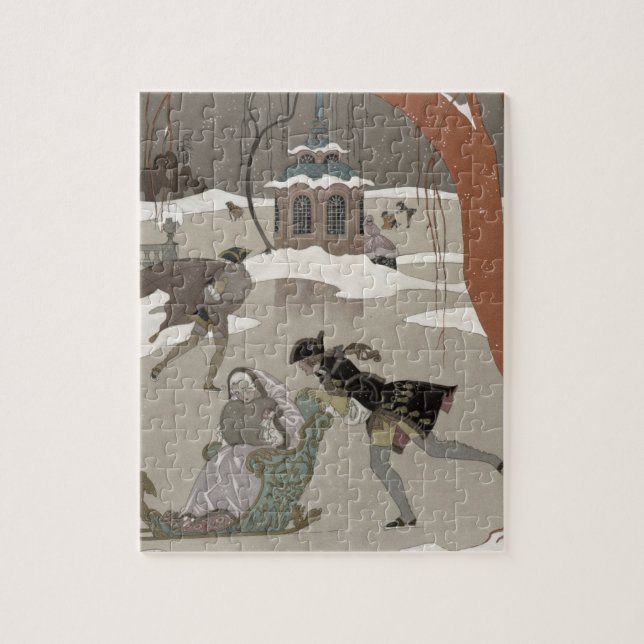 Puzzle Patinage de glace sur le lac congelé, illustration (Vertical)