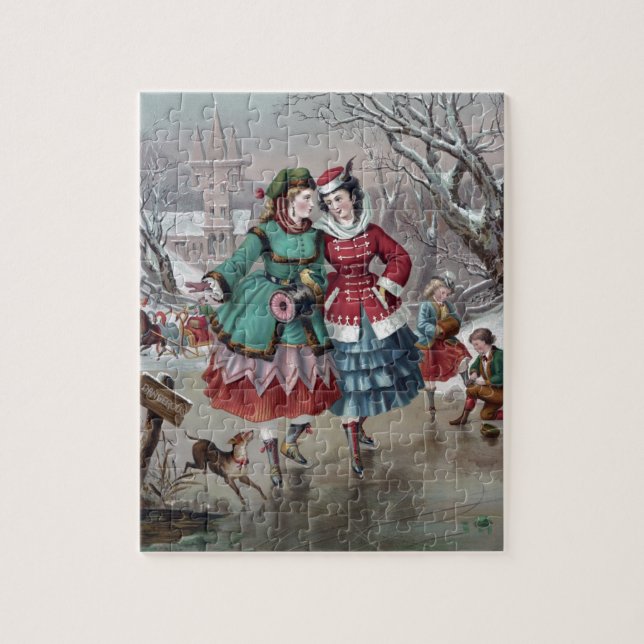 Puzzle Patinage d'hiver Vintage (Vertical)