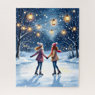 Puzzle Patinage Sur Glace Magique En Hiver Sous Les Lumiè