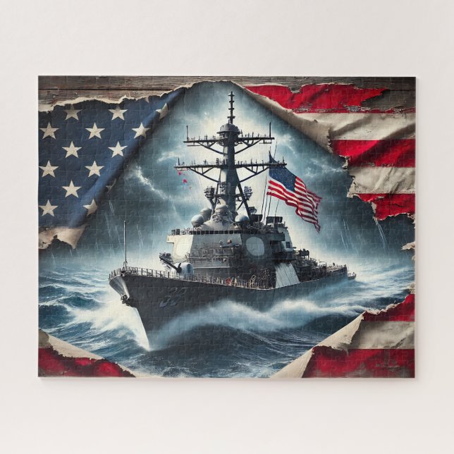Puzzle Patriotic Navy Ship (Horizontal)