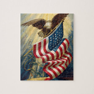 Puzzle Patriotisme Vintage, Drapeau Américain Aigle Patri