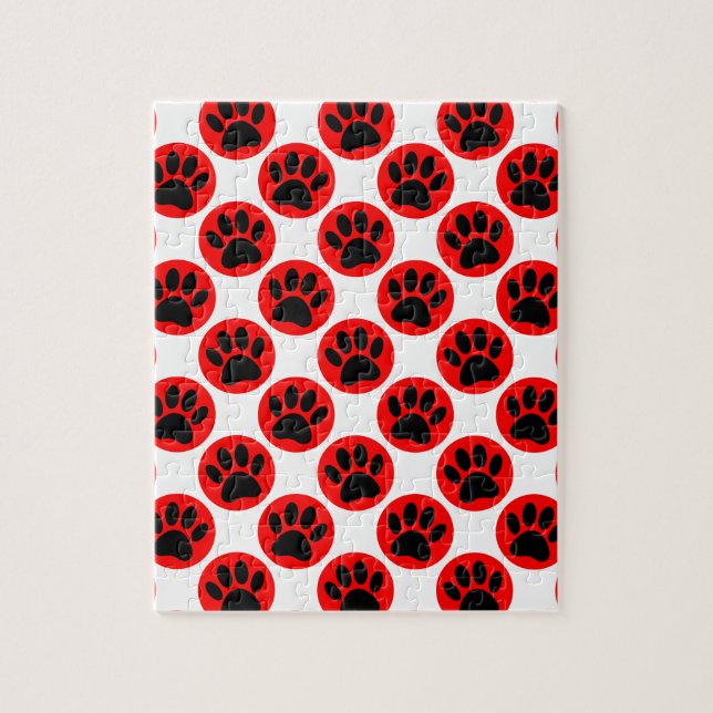 Puzzle Patrouilles De Chien Noir En Pois Rouge (Vertical)