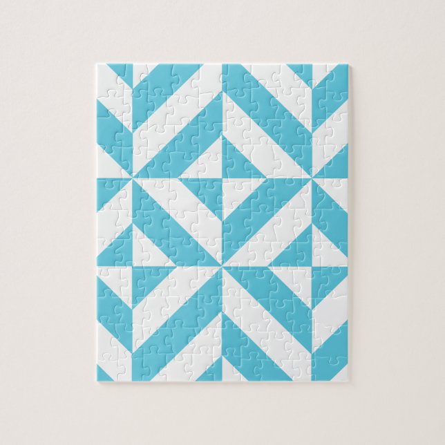 Puzzle Patters de Ocean Blue Geometric Deco (Vertical)
