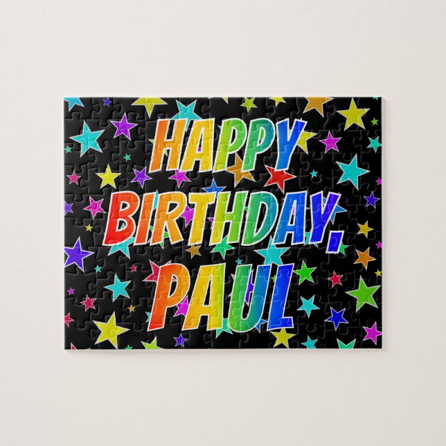 Puzzle "PAUL" Prénom, Amusant "HEUREUX ANNIVERSAIRE" (Horizontal)