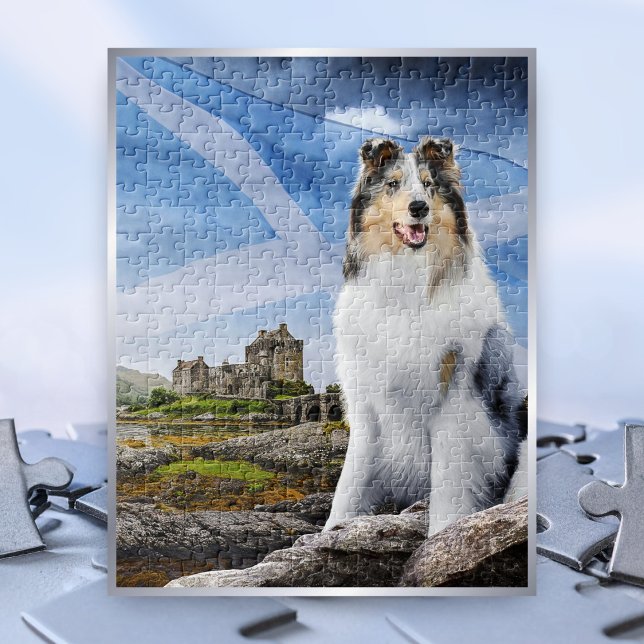 Puzzle Pavillon bleu Merle Collie, Drapeau Eilean Donan & (Créateur téléchargé)