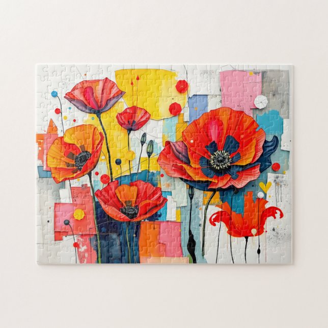 Puzzle Pavot vibrant au style Abstrait moderne (Horizontal)