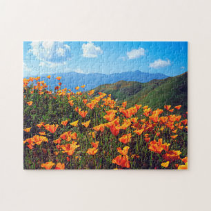 Puzzle Pavots de Californie couvrant un flanc de colline