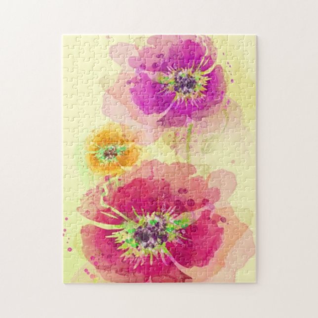 Puzzle Pavots peints 2 d'aquarelle (Vertical)