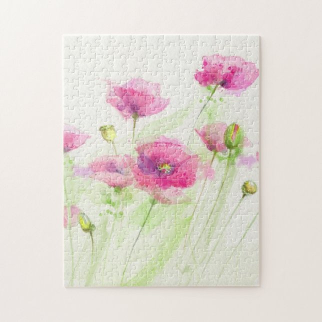 Puzzle Pavots peints 3 d'aquarelle (Vertical)
