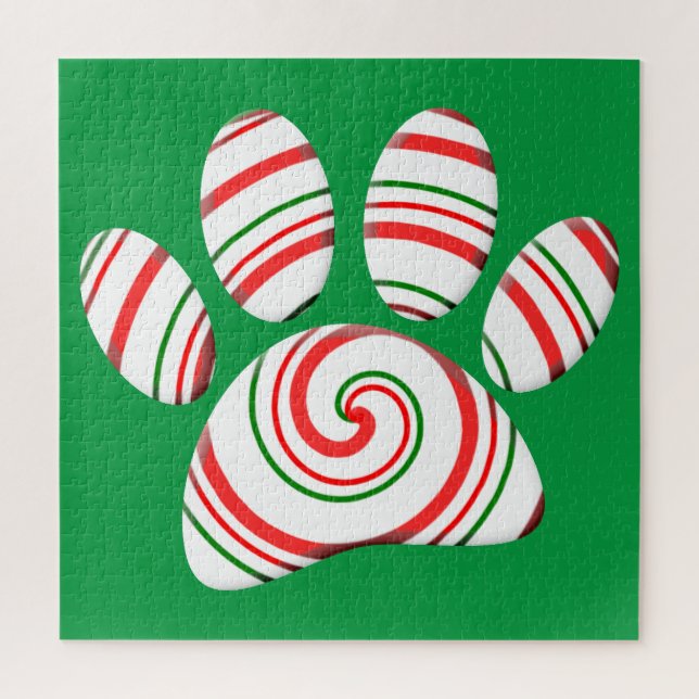 Puzzle Paw Chien Pâte Peppermenthe En Rouge Vert Blanc (Vertical)