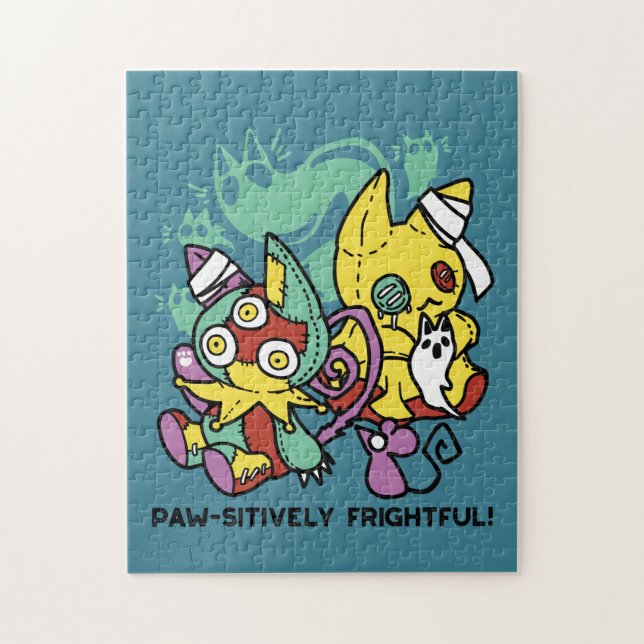 Puzzle Paw-sitivement Effrayant | Chats Monstrueux Hallow (Vertical)