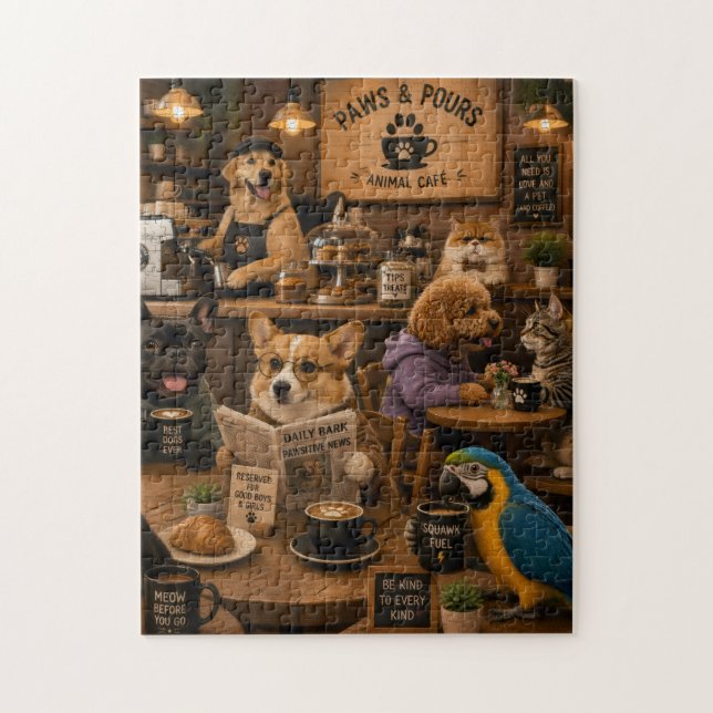 Puzzle Paws and Pours,café animalier (Vertical)