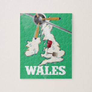 Puzzle Pays de Galles, îles britanniques Affiche de voyag