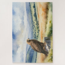 Paysage à l'aquarelle de l'aigle royal oiseau de p